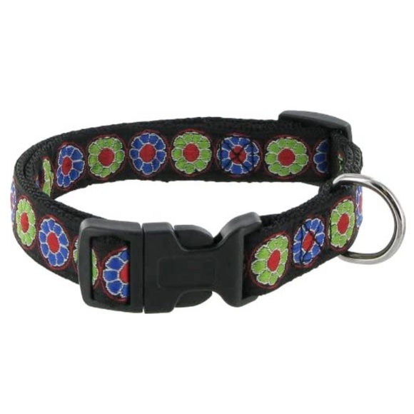 Dog Collar Flower Power M/L Black Buckle - Picture 2 of 9